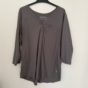 Eddie Bauer Women's Gray V-Neck Blouse